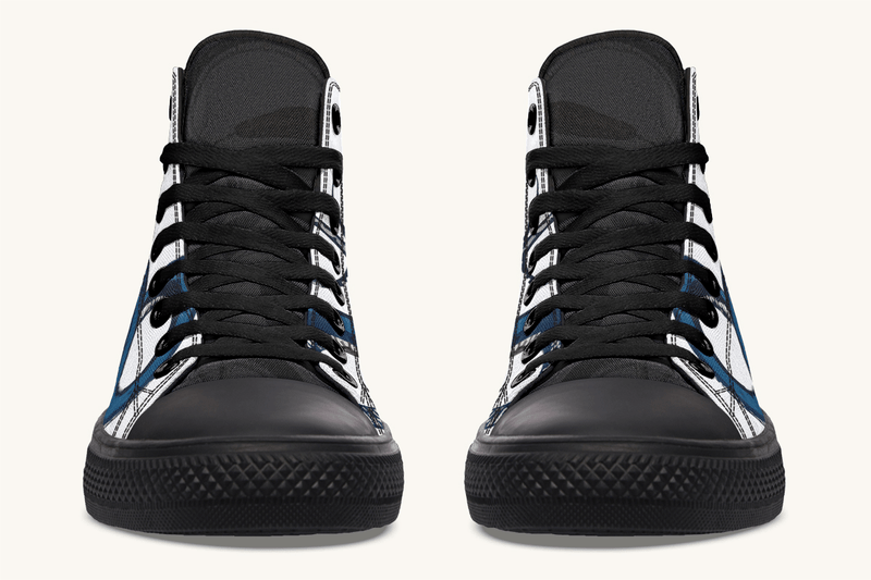 The Blue Coil Snow Snake White Hightops - Jaded Lament