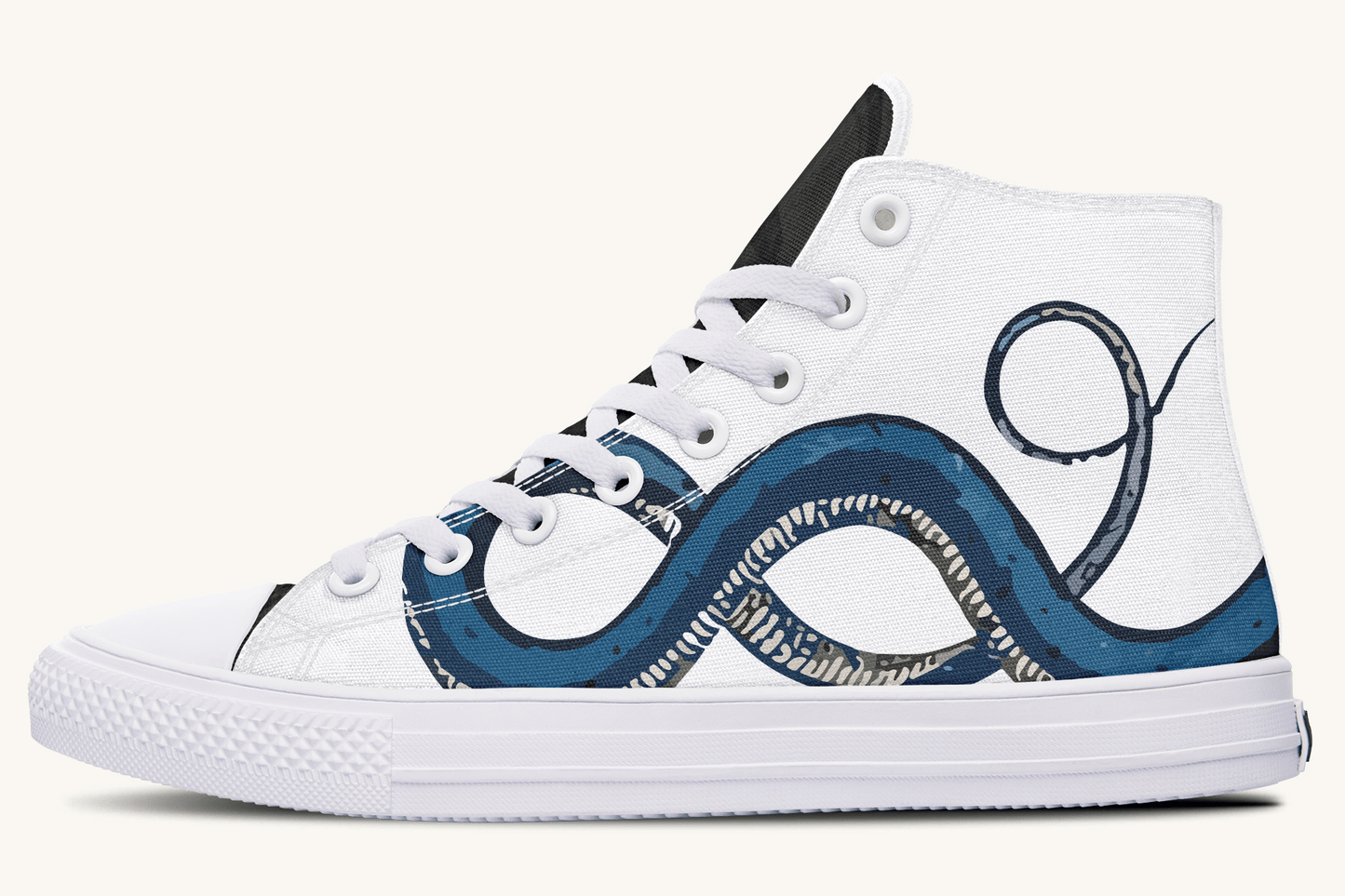 The Blue Coil Snow Snake White Hightops - Jaded Lament