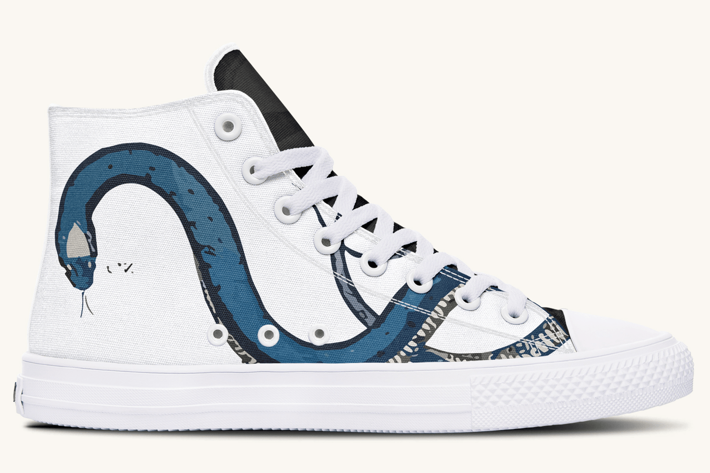 The Blue Coil Snow Snake White Hightops - Jaded Lament