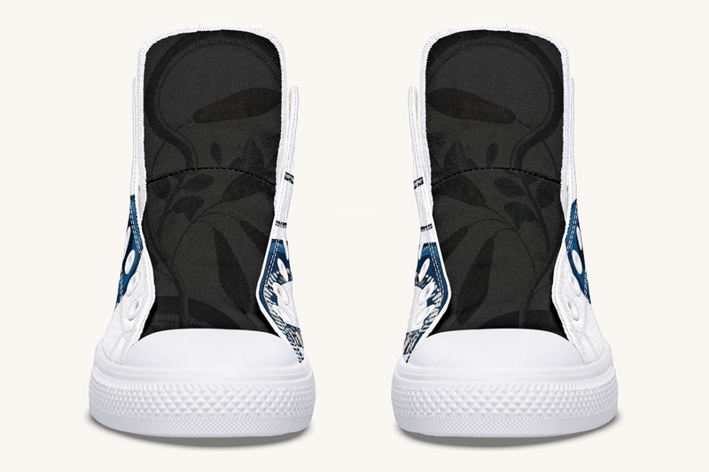 The Blue Coil Snow Snake White Hightops - Jaded Lament