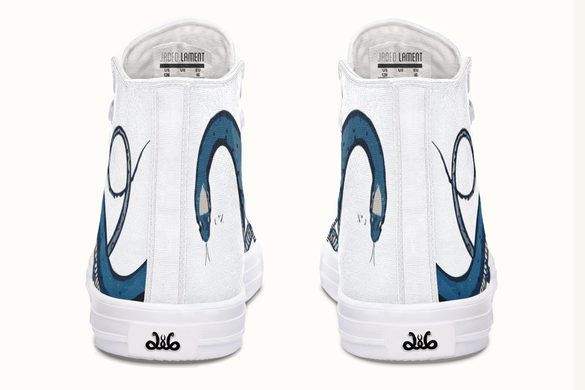 The Blue Coil Snow Snake White Hightops - Jaded Lament