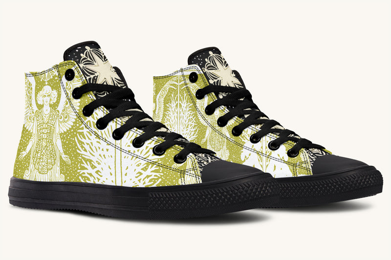 Call Upon the Star White + Moss Gold Hightops - Jaded Lament
