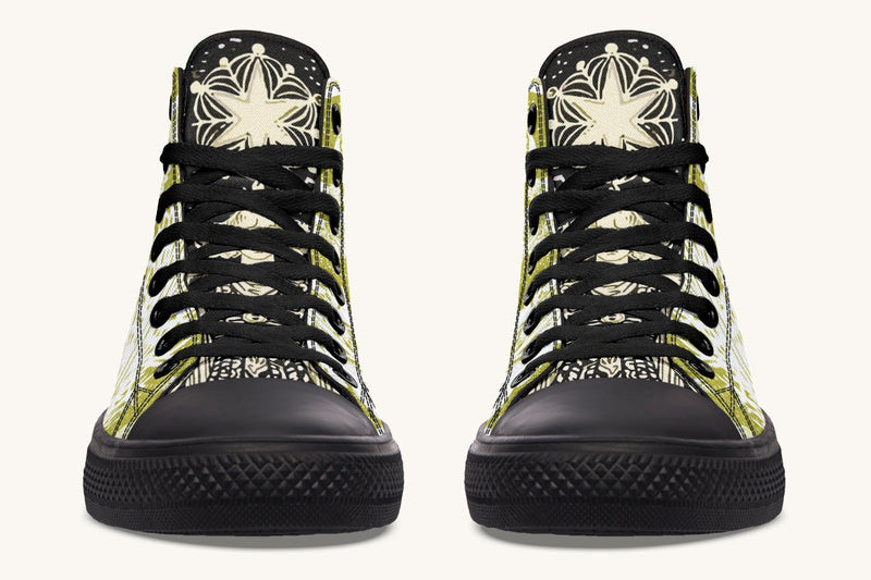 Call Upon the Star White + Moss Gold Hightops - Jaded Lament