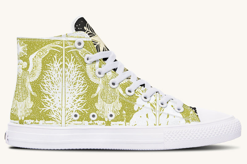 Call Upon the Star White + Moss Gold Hightops - Jaded Lament