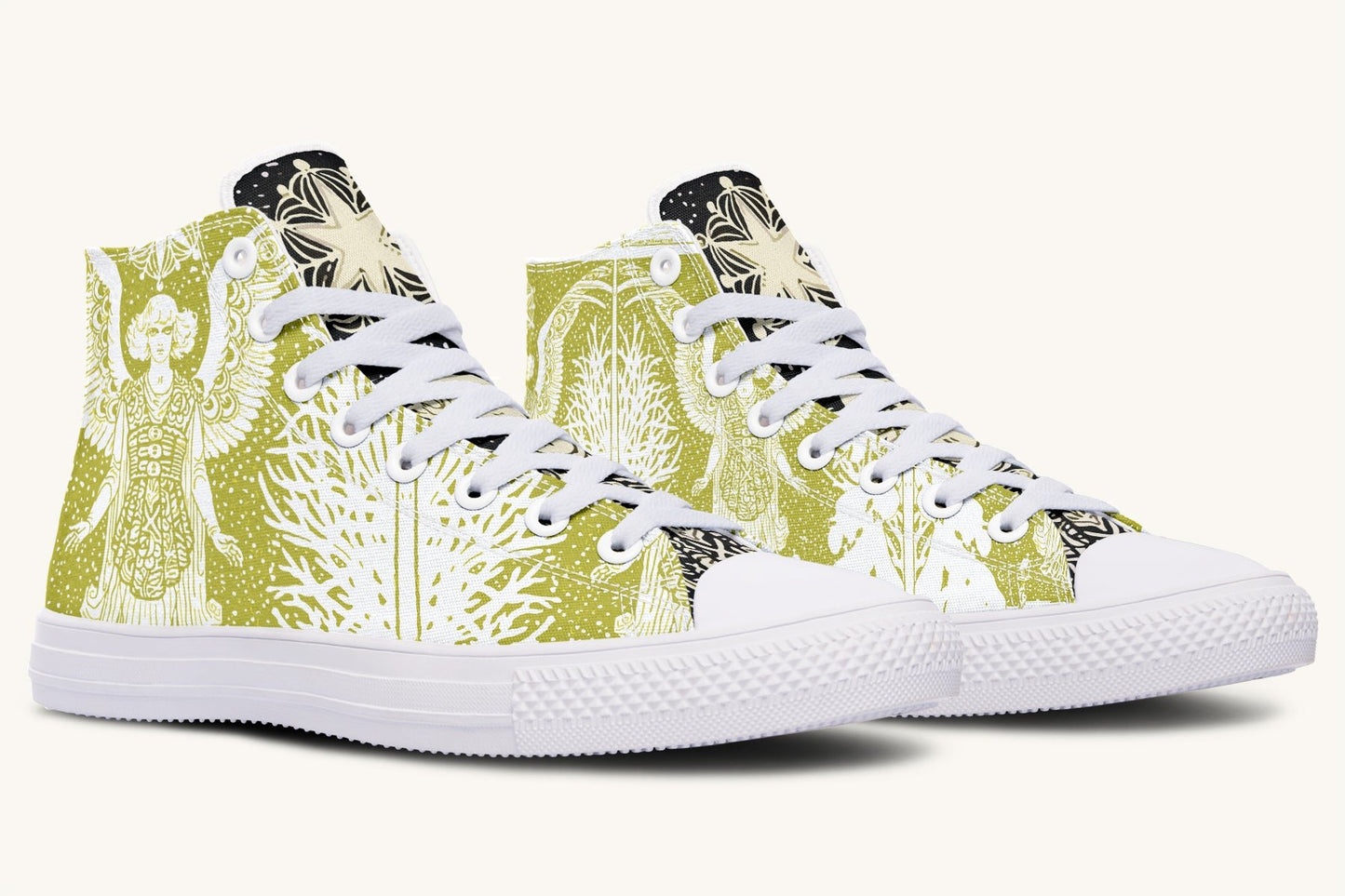 Call Upon the Star White + Moss Gold Hightops - Jaded Lament