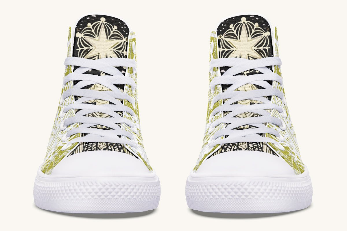 Call Upon the Star White + Moss Gold Hightops - Jaded Lament