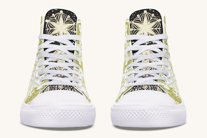 Call Upon the Star White + Moss Gold Hightops - Jaded Lament
