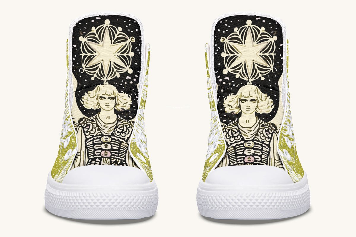 Call Upon the Star White + Moss Gold Hightops - Jaded Lament