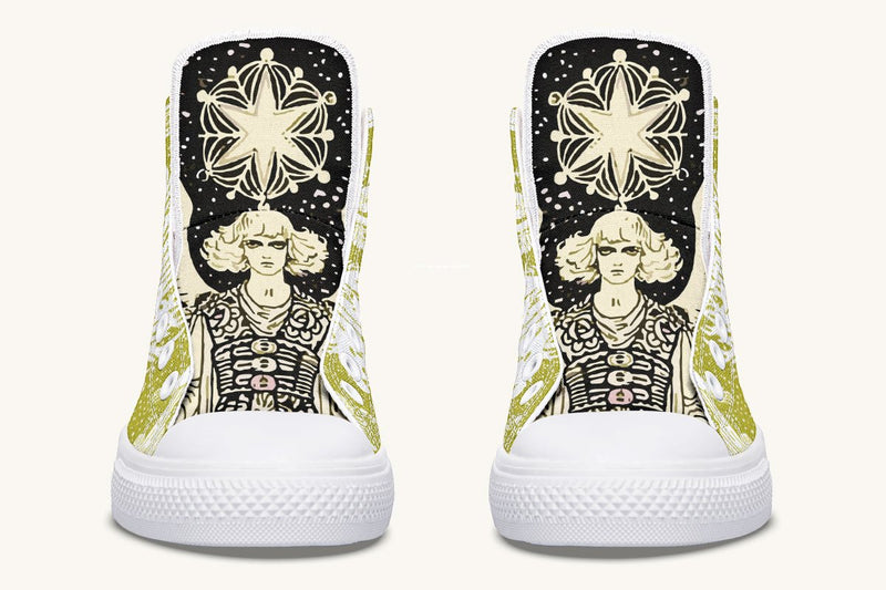 Call Upon the Star White + Moss Gold Hightops - Jaded Lament