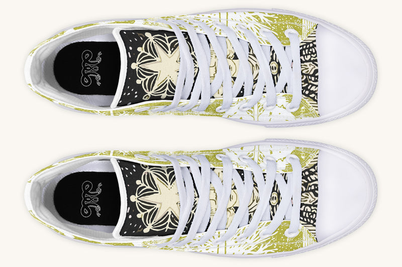 Call Upon the Star White + Moss Gold Hightops - Jaded Lament