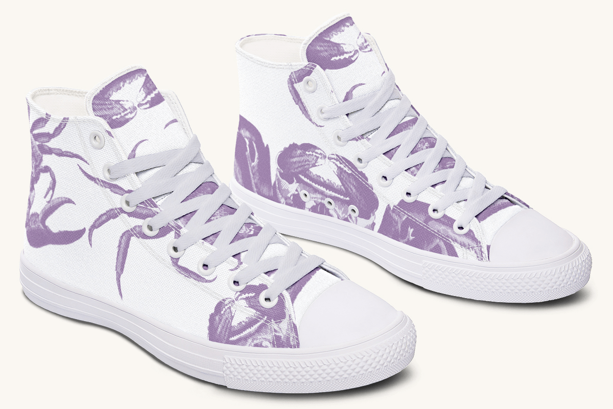 Crawl The Sea of Stars White and Purple Hightops - Jaded Lament