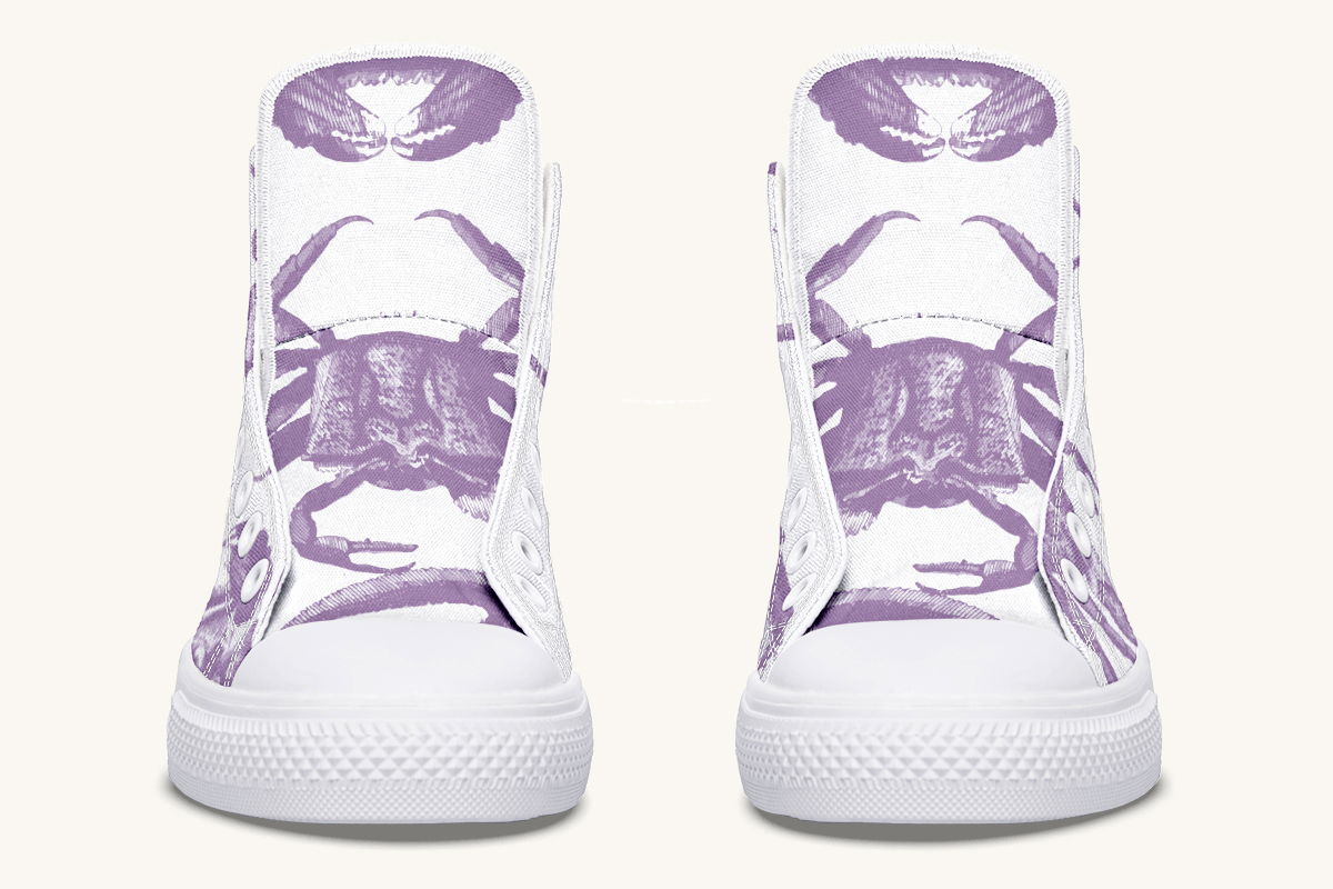 Crawl The Sea of Stars White and Purple Hightops - Jaded Lament