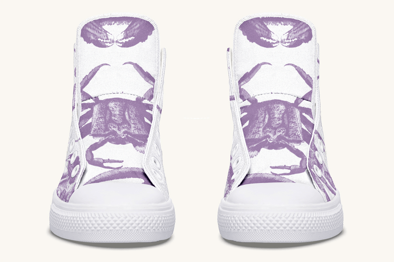 Crawl The Sea of Stars White and Purple Hightops - Jaded Lament