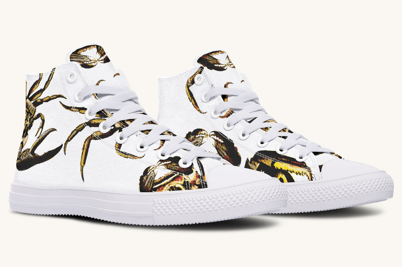 Crawl the Sea of Stars White with Gold Hightops - Jaded Lament