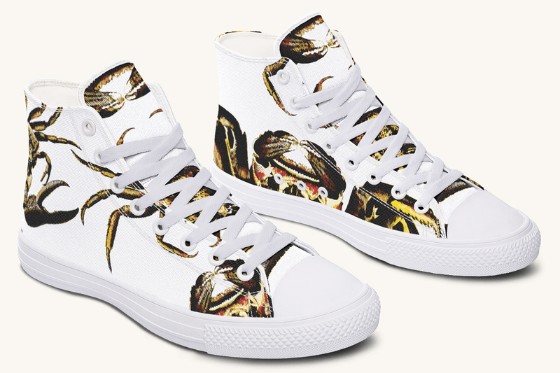 Crawl the Sea of Stars White with Gold Hightops - Jaded Lament