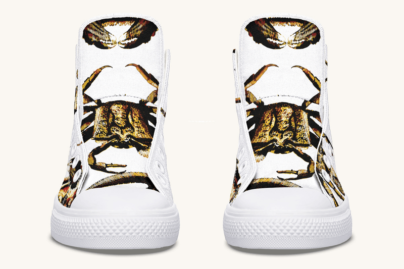 Crawl the Sea of Stars White with Gold Hightops - Jaded Lament