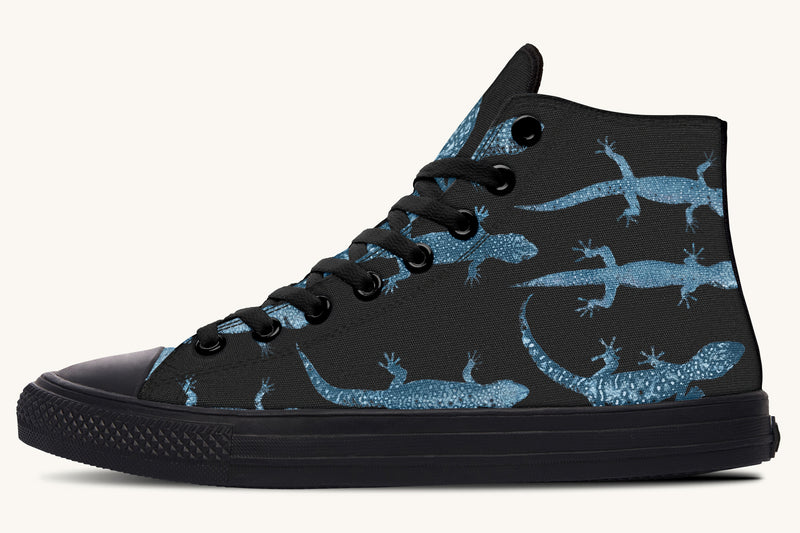 March of the Lizards Blue Black Hightops - Jaded Lament