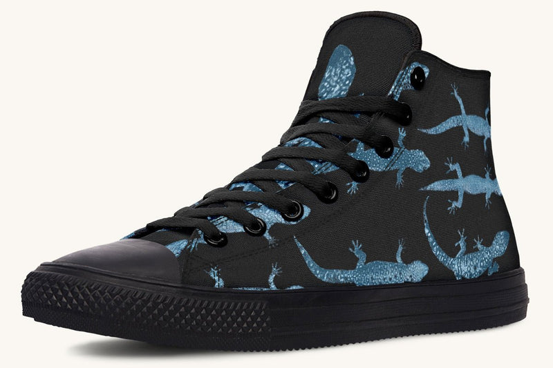 March of the Lizards Blue Black Hightops - Jaded Lament
