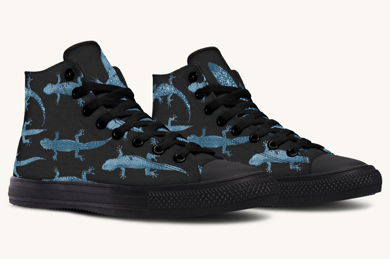 March of the Lizards Blue Black Hightops - Jaded Lament