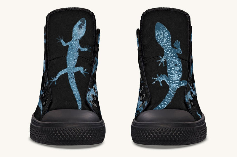 March of the Lizards Blue Black Hightops - Jaded Lament