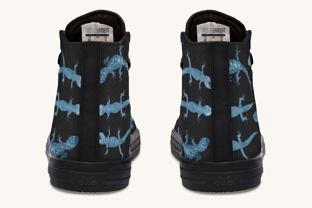 March of the Lizards Blue Black Hightops - Jaded Lament