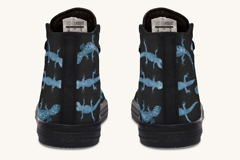 March of the Lizards Blue Black Hightops - Jaded Lament