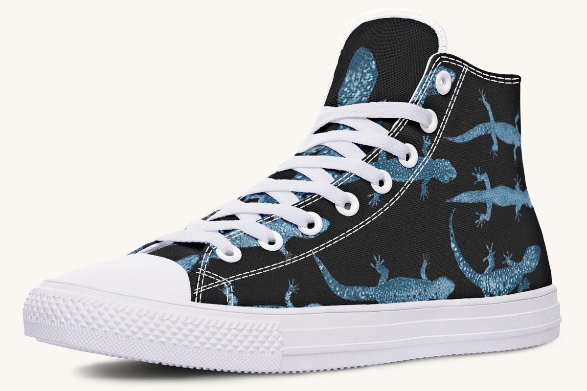 March of the Lizards Blue Black Hightops - Jaded Lament