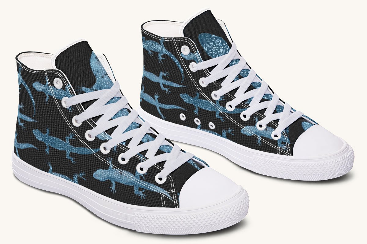 March of the Lizards Blue Black Hightops - Jaded Lament