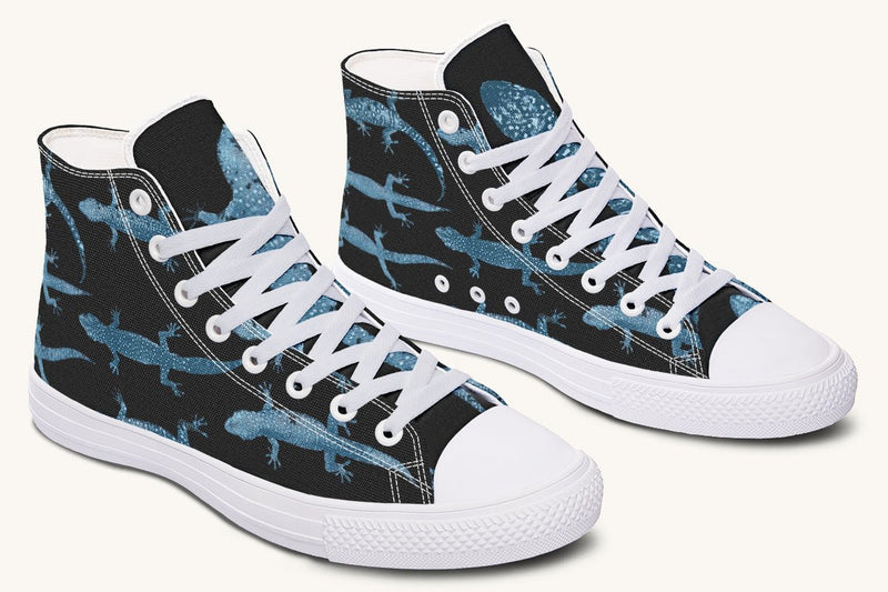 March of the Lizards Blue Black Hightops - Jaded Lament