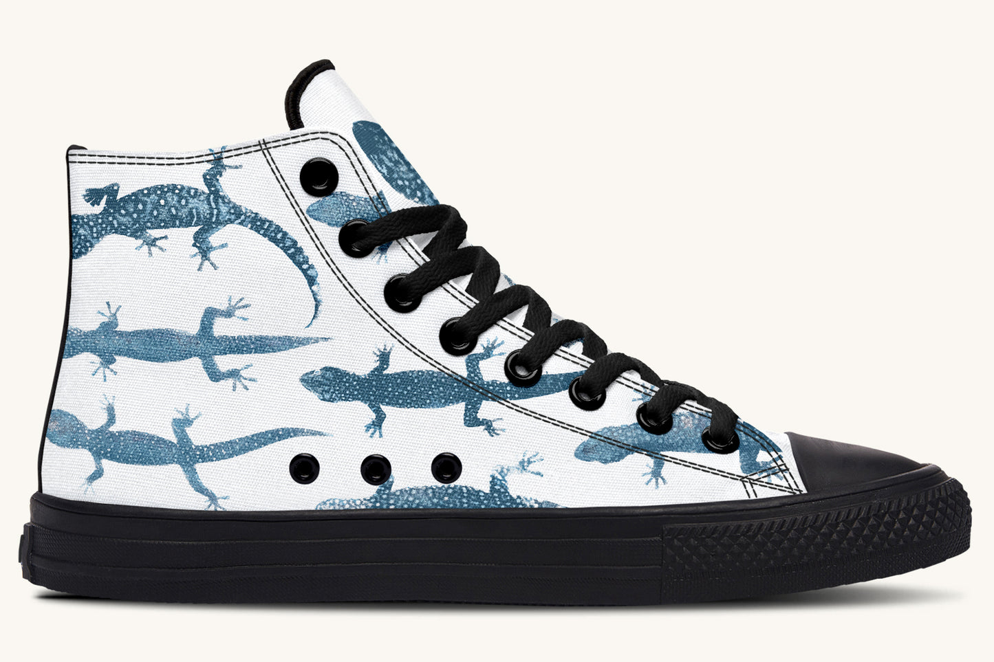 March of the Lizards Blue White Hightops - Jaded Lament