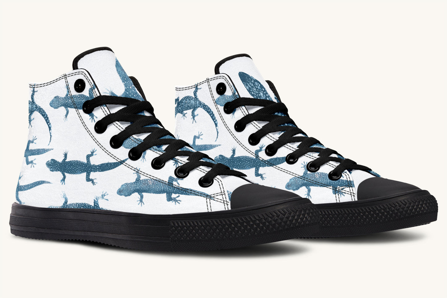 March of the Lizards Blue White Hightops - Jaded Lament