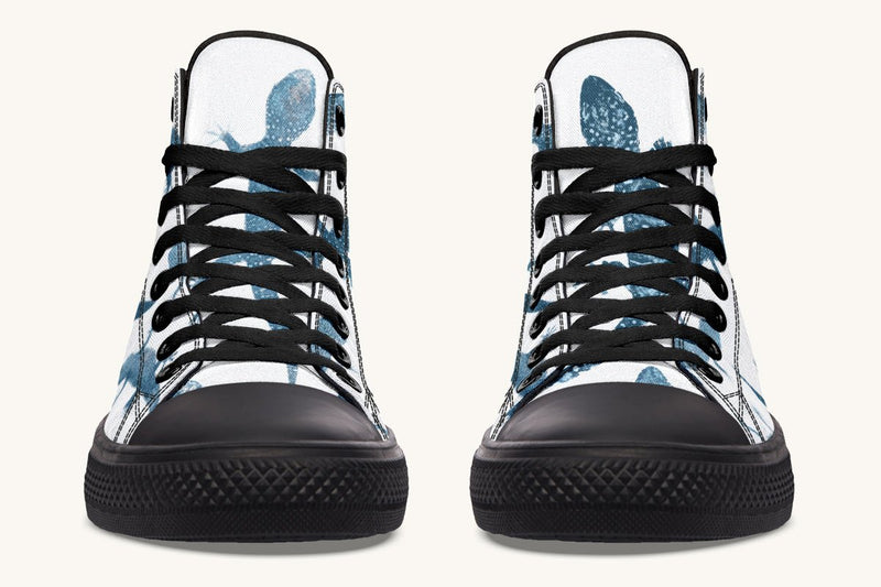 March of the Lizards Blue White Hightops - Jaded Lament