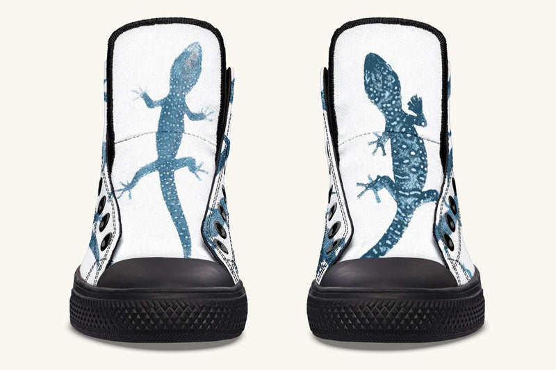 March of the Lizards Blue White Hightops - Jaded Lament
