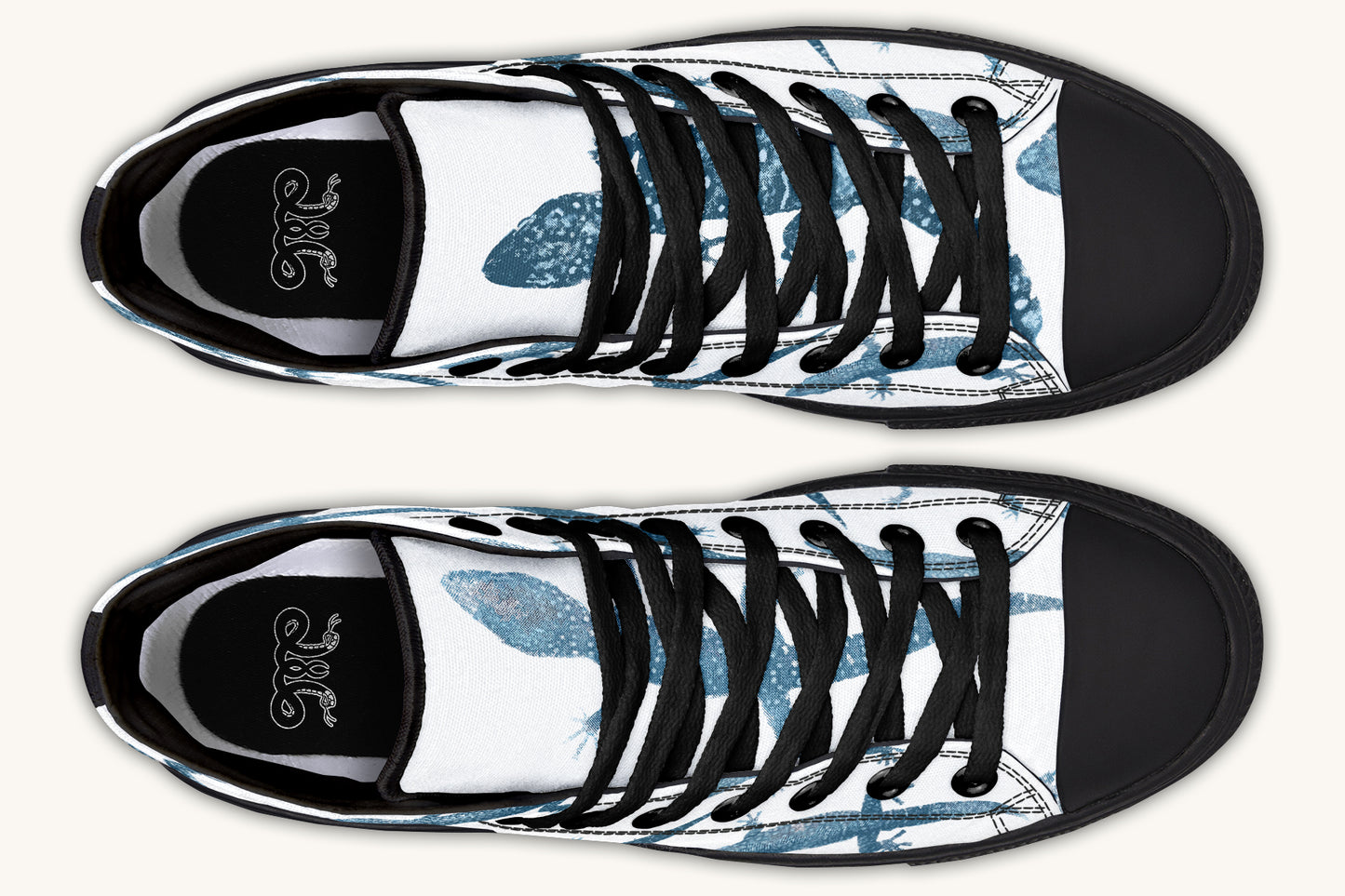 March of the Lizards Blue White Hightops - Jaded Lament