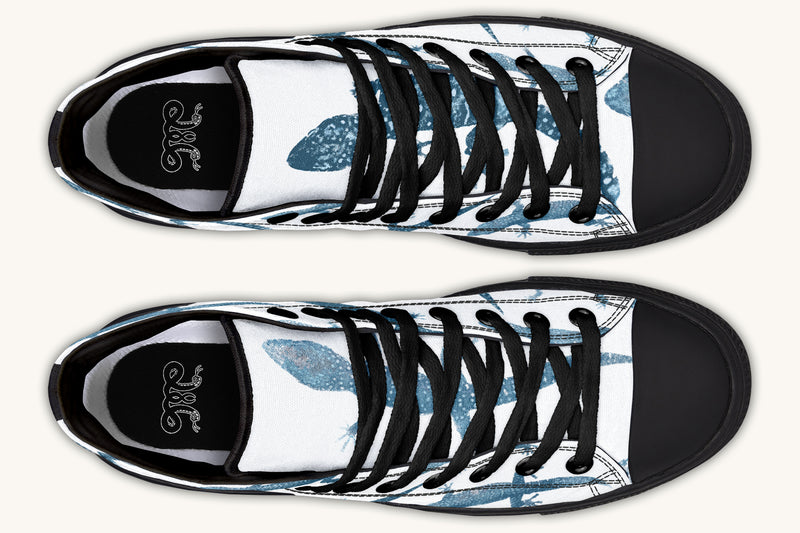 March of the Lizards Blue White Hightops - Jaded Lament