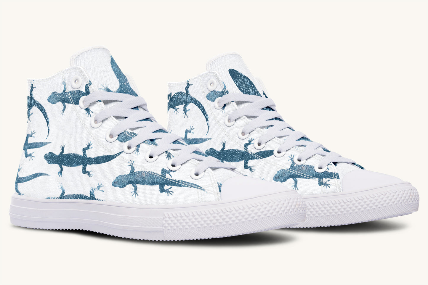 March of the Lizards Blue White Hightops - Jaded Lament
