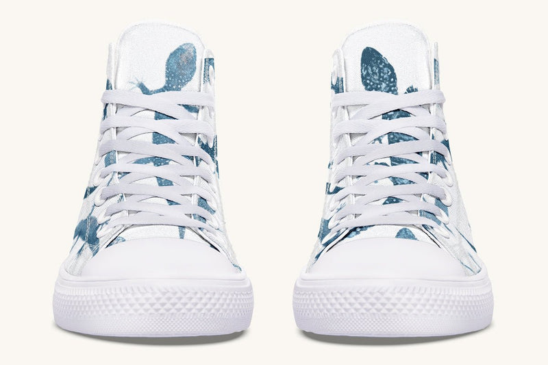 March of the Lizards Blue White Hightops - Jaded Lament