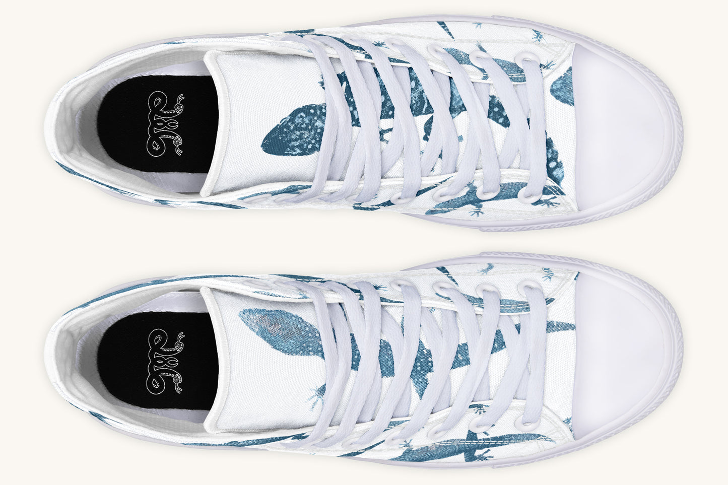 March of the Lizards Blue White Hightops - Jaded Lament