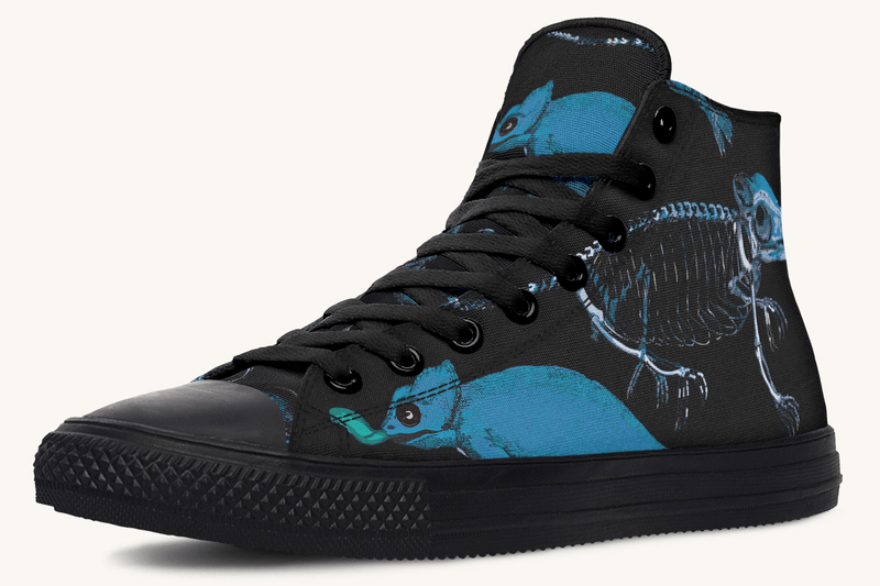 Reptilian in Bloom Black and Blue Hightops - Jaded Lament