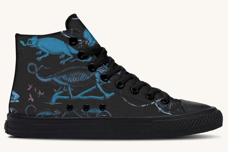Reptilian in Bloom Black and Blue Hightops - Jaded Lament