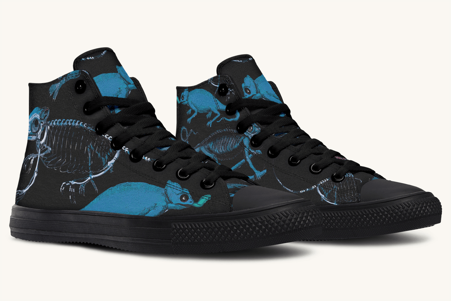 Reptilian in Bloom Black and Blue Hightops - Jaded Lament