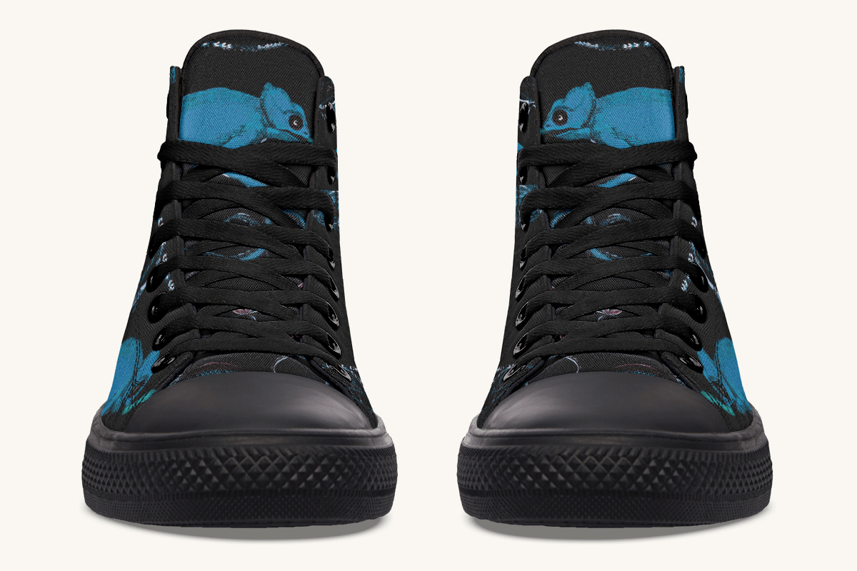 Reptilian in Bloom Black and Blue Hightops - Jaded Lament