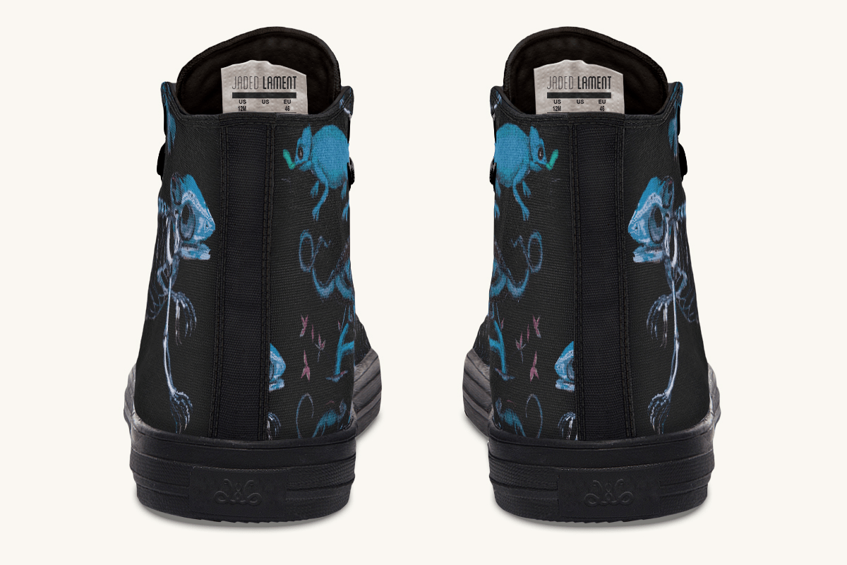 Reptilian in Bloom Black and Blue Hightops - Jaded Lament