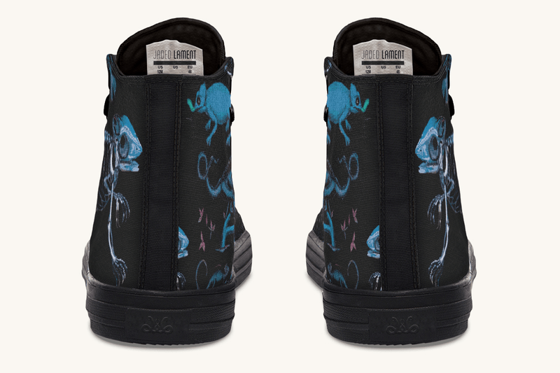Reptilian in Bloom Black and Blue Hightops - Jaded Lament