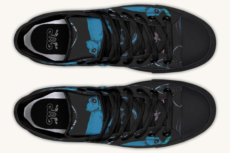 Reptilian in Bloom Black and Blue Hightops - Jaded Lament