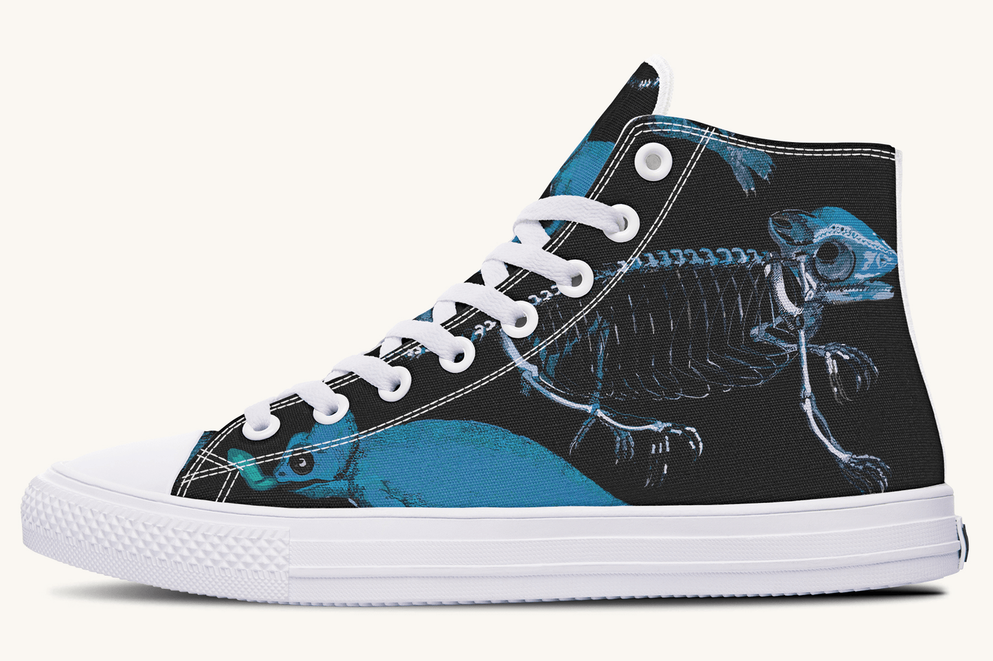 Reptilian in Bloom Black and Blue Hightops - Jaded Lament
