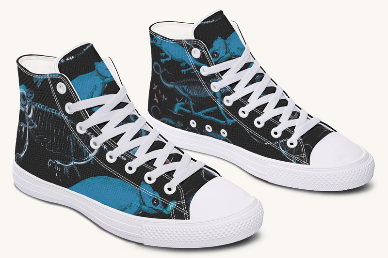 Reptilian in Bloom Black and Blue Hightops - Jaded Lament