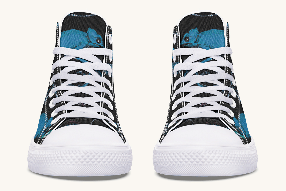Reptilian in Bloom Black and Blue Hightops - Jaded Lament