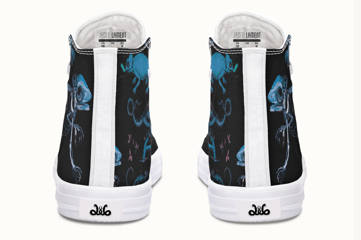 Reptilian in Bloom Black and Blue Hightops - Jaded Lament