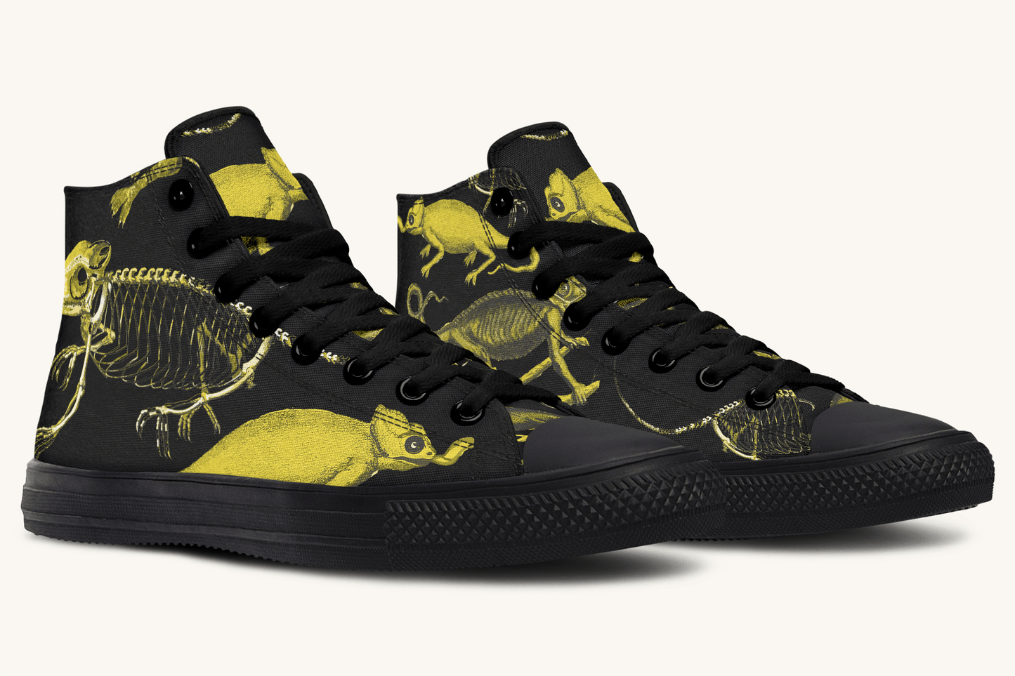 Reptilian in Bloom Black and Gold Hightops - Jaded Lament